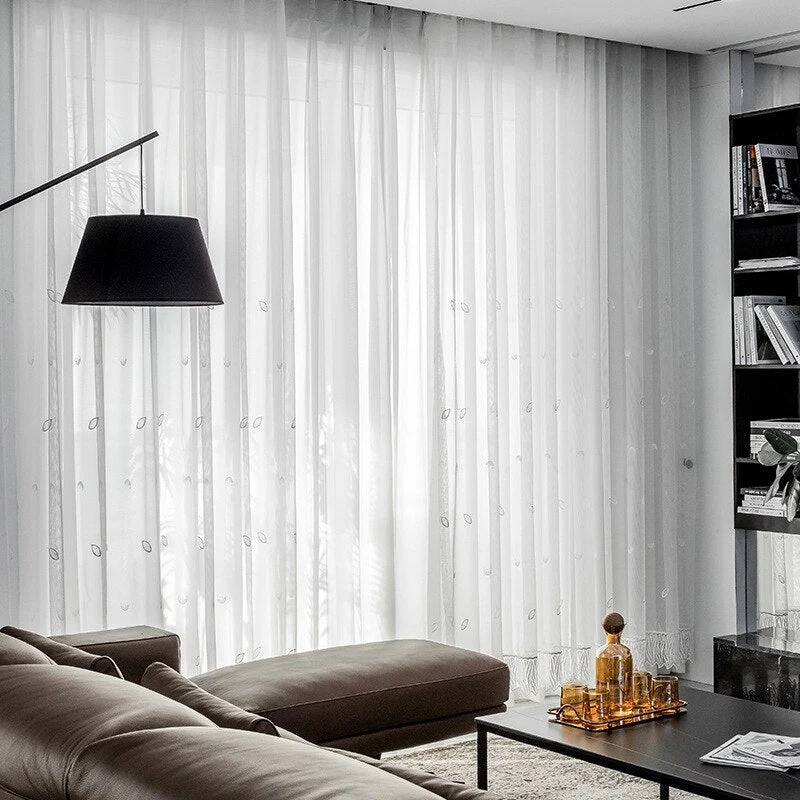 Transparente Gardine mit Fransenborte Boho-Stil