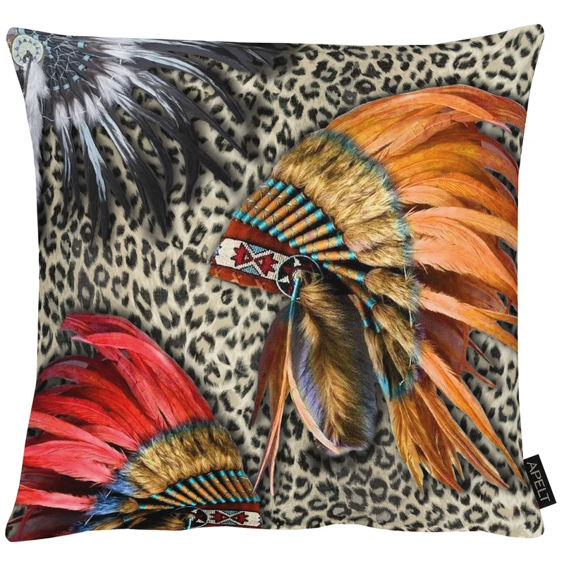 APELT Sioux Kissen Indianerkopfschmuck Samt Leo