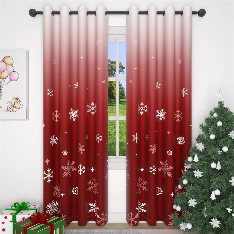 Weihnachtsvorhang mit Schneeflocken und Farbverlauf