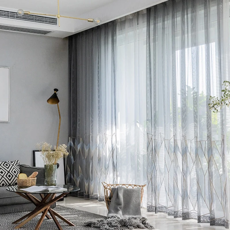 Bestickter Voile-Vorhang Kuala geometrisch