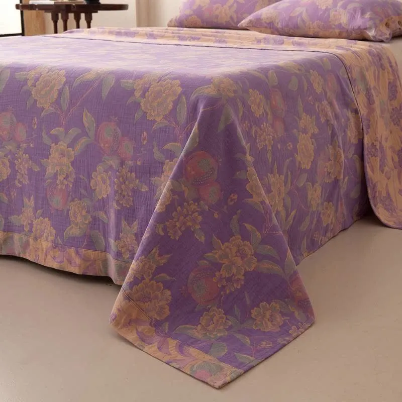 Vintage-Tagesdecke aus Musselin mit Blumenmuster