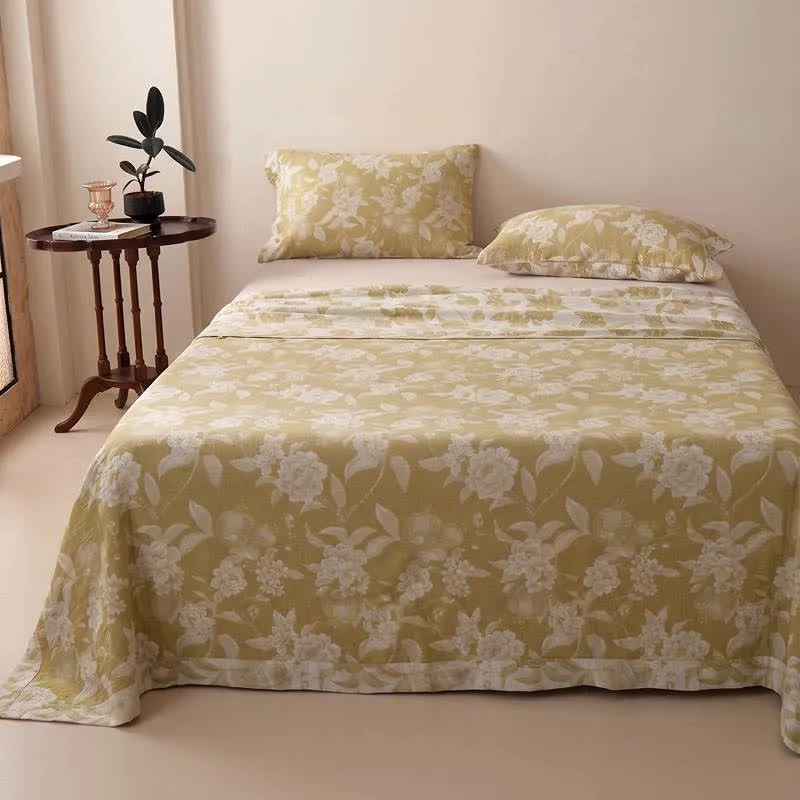 Vintage-Tagesdecke aus Musselin mit Blumenmuster