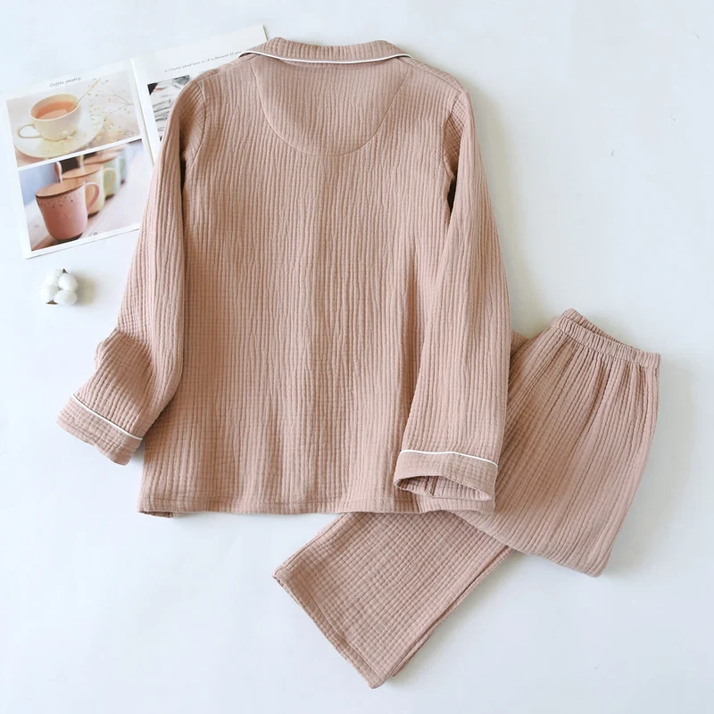 Loungewear-Set aus Baumwollgaze mit Kontrastbesatz