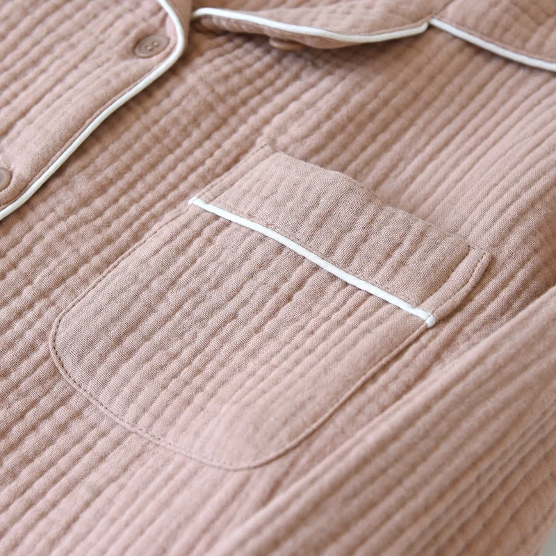 Loungewear-Set aus Baumwollgaze mit Kontrastbesatz