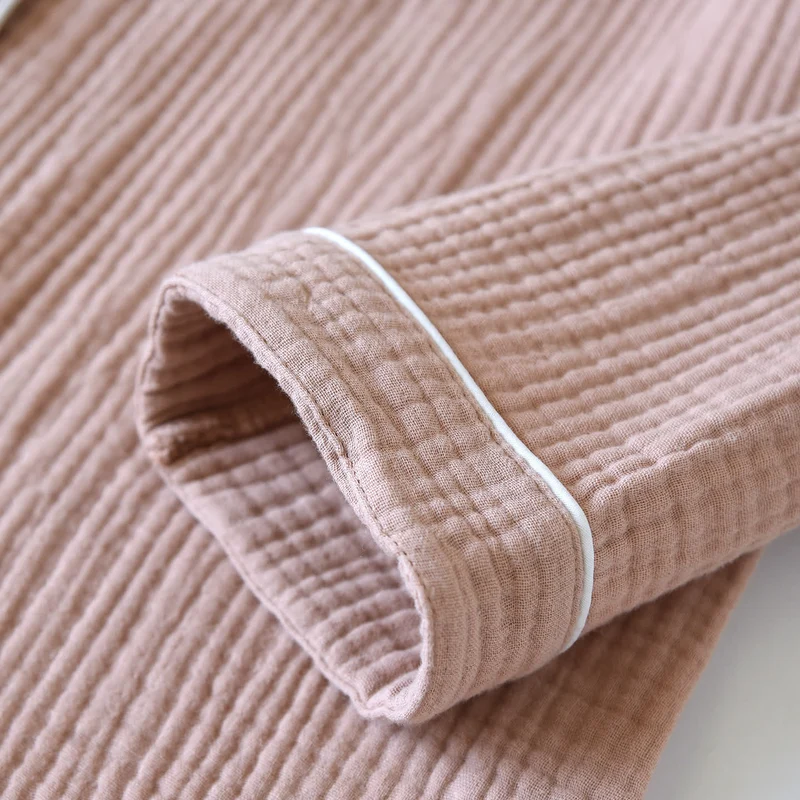 Loungewear-Set aus Baumwollgaze mit Kontrastbesatz