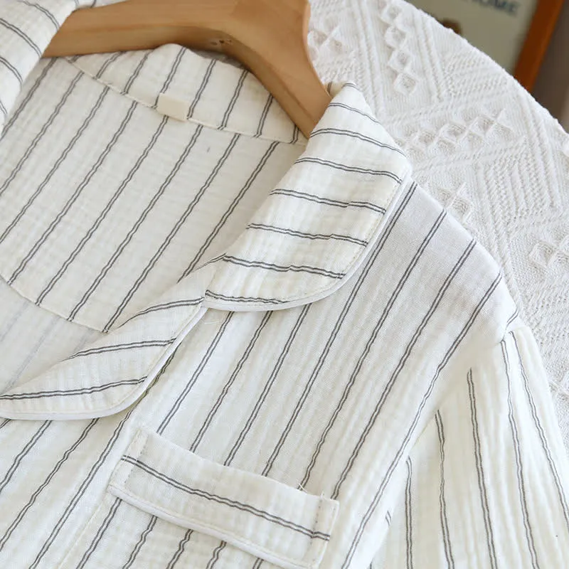 Lässiges Sommer-Loungewear-Set mit Streifen und Camp-Kragen