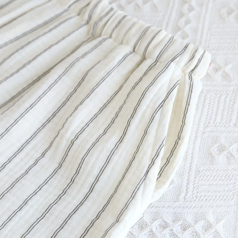 Lässiges Sommer-Loungewear-Set mit Streifen und Camp-Kragen