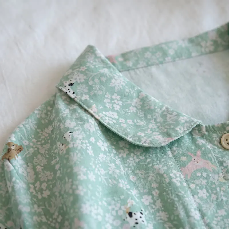 Loungewear-Set aus doppellagigem Baumwollgewebe mit Hunde-Print