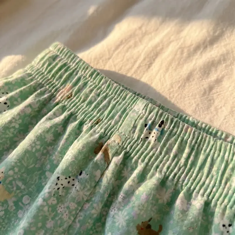 Loungewear-Set aus doppellagigem Baumwollgewebe mit Hunde-Print