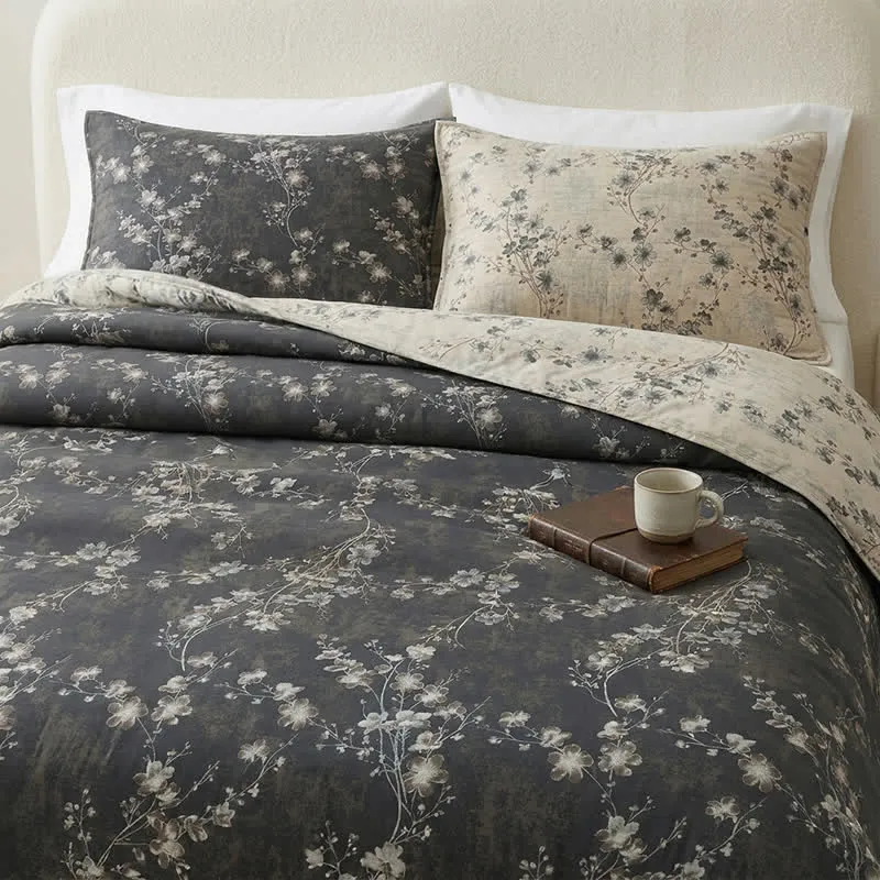 Tagesdecke aus reiner Baumwolle mit Blumenmuster im Vintage-Stil