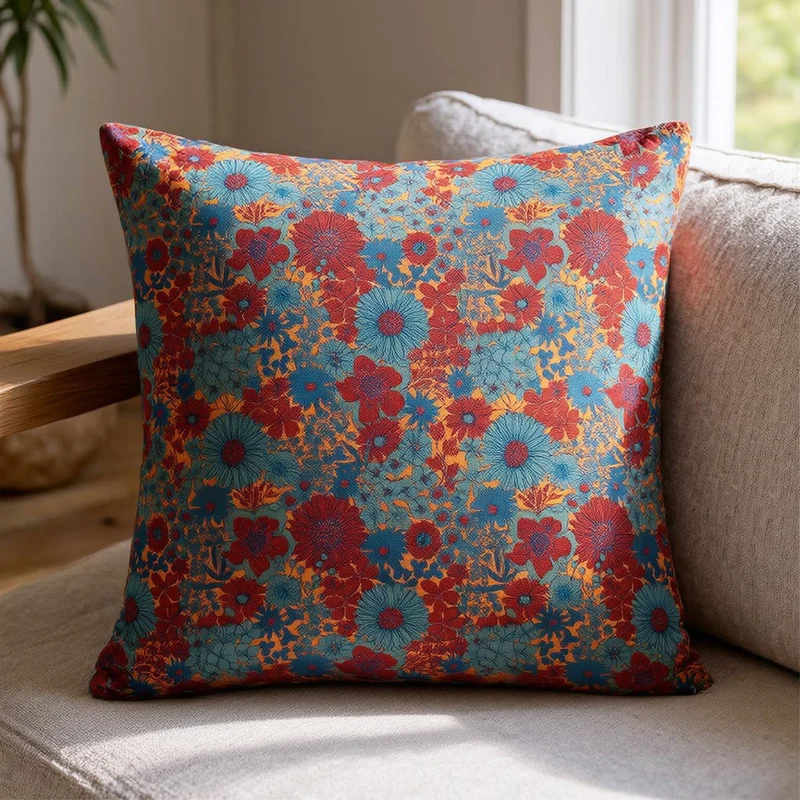 Kissen aus Baumwollgaze mit Vintage-Blumenmuster