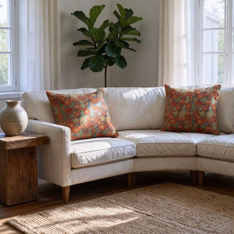 Kissen aus Baumwollgaze mit Vintage-Blumenmuster