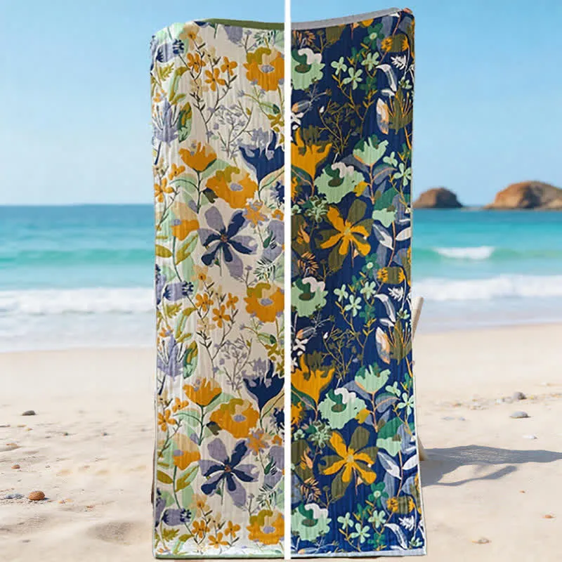 Botanisches Blumenmuster, 4-lagiges Musselin-Strand- und Badetuch