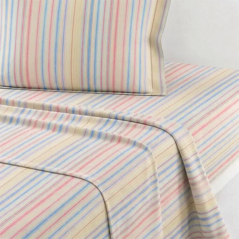 Minimalistisches Bettwäscheset im Pastell-Nadelstreifen-Stil für Studentenwohnheime
