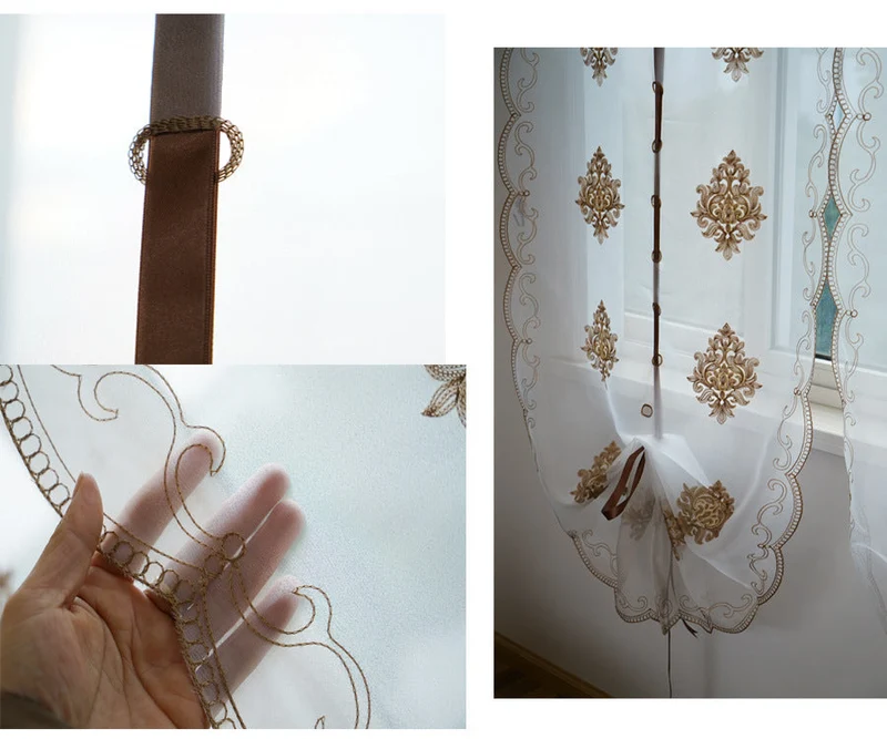 Elegante Raffgardine mit barocker Stickerei
