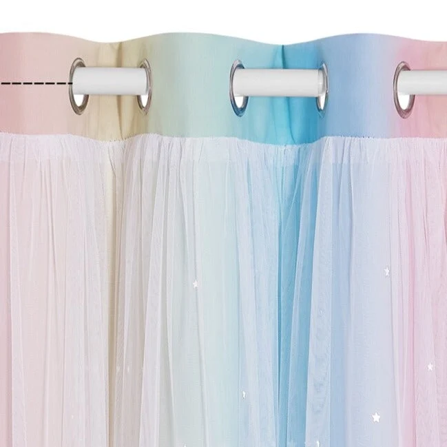 Regenbogen Vorhang mit Sternen für Mädchenzimmer