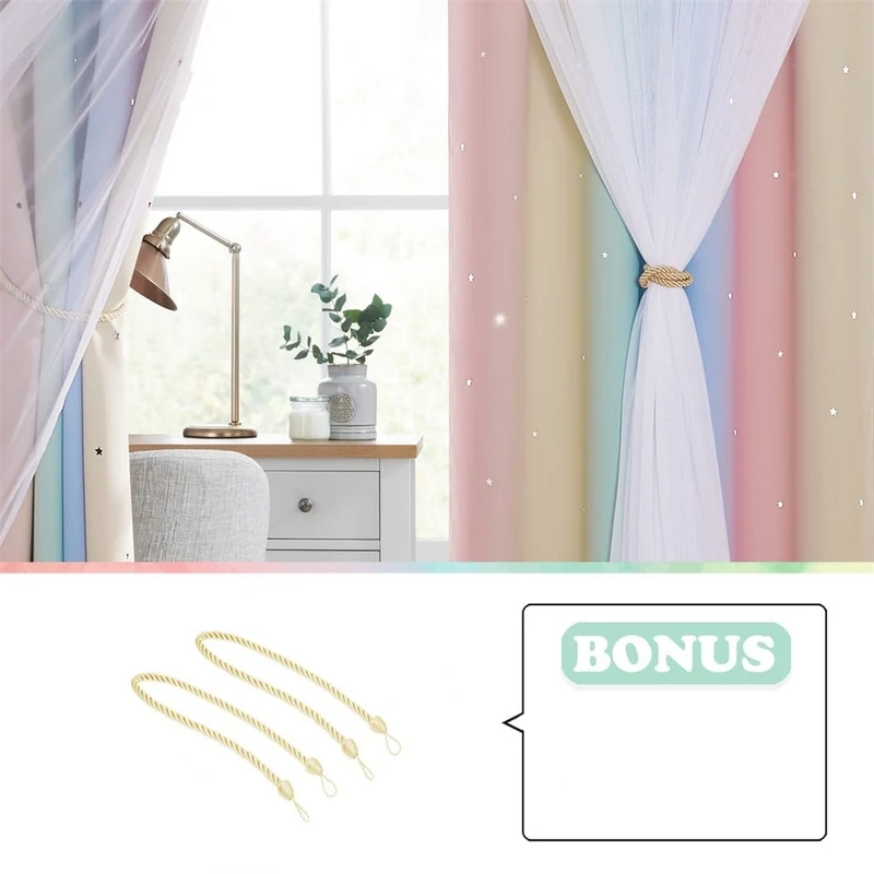 Regenbogen Vorhang mit Sternen für Mädchenzimmer