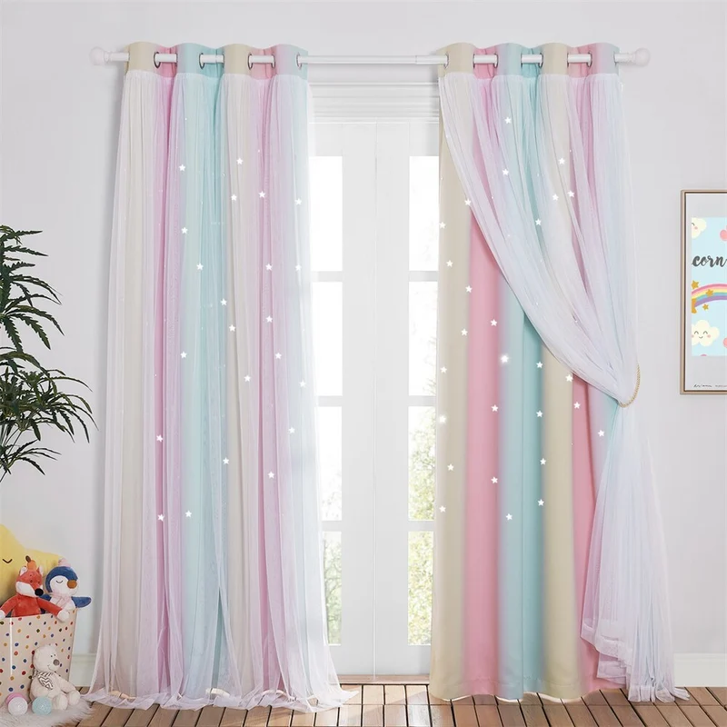 Regenbogen Vorhang mit Sternen für Mädchenzimmer