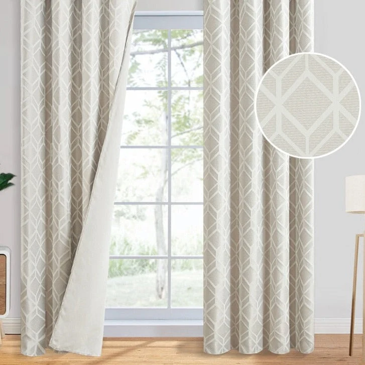 Verdunkelungsvorhang Beige mit geometrischem Muster