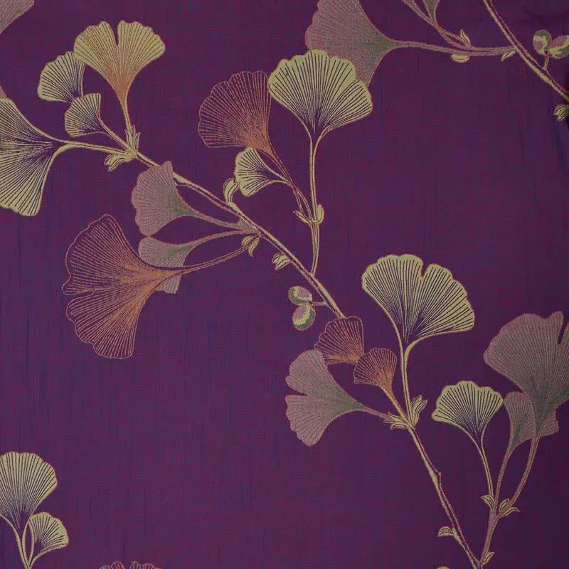 Retro-Kimono aus Baumwolle mit Ginkgoblatt