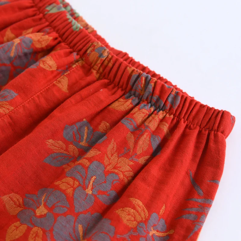 Vintage Loungewear-Set aus Baumwolle mit Vogel- und Blumenmuster