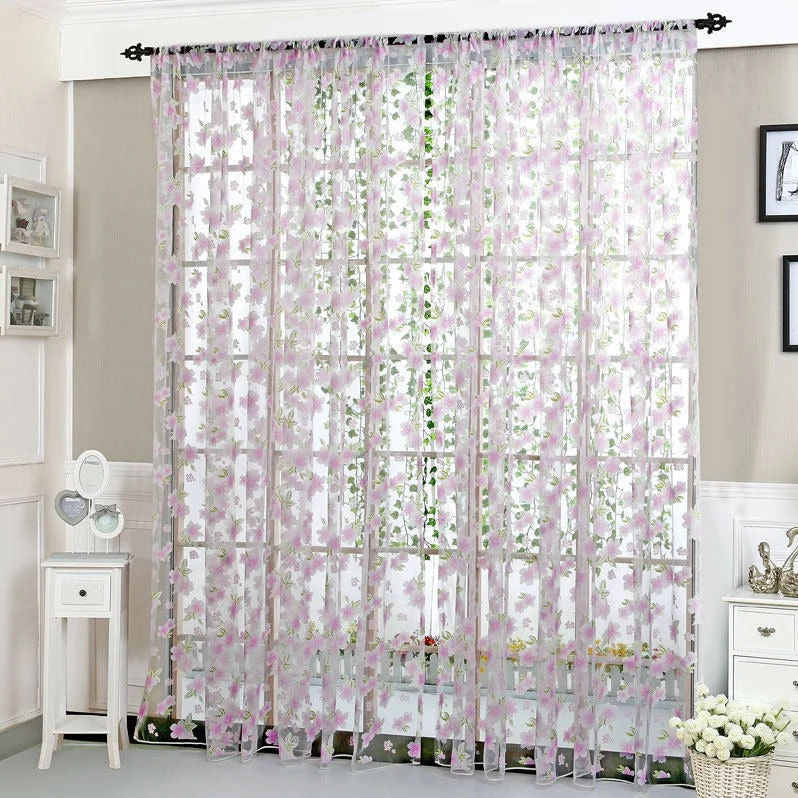 Gardine mit floralem Muster 3D-Optik