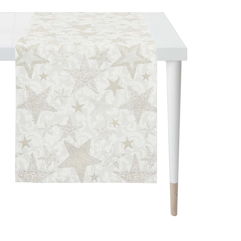 APELT 4711 Läufer Lurex Jacquardgewebe Sternendesign