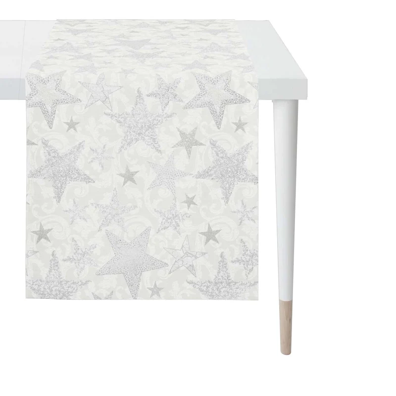 APELT 4711 Läufer Lurex Jacquardgewebe Sternendesign