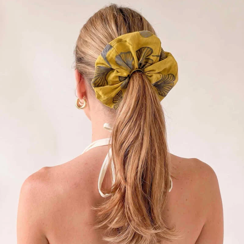 Haargummis mit Ginkgo-Print, 3er-Set