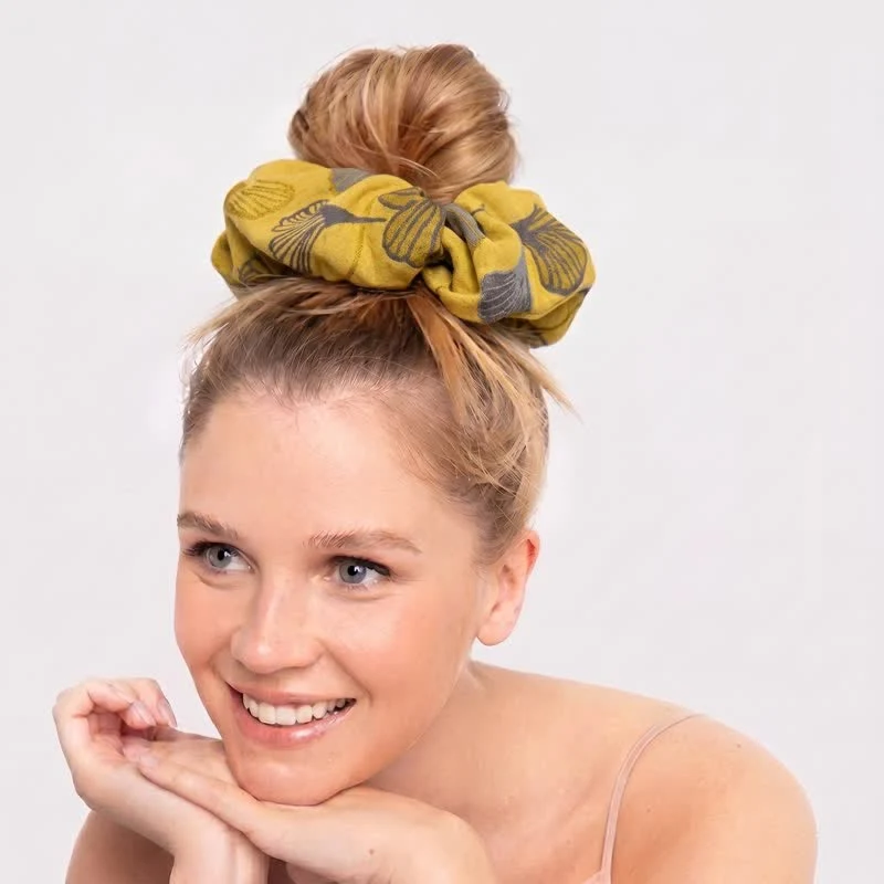 Haargummis mit Ginkgo-Print, 3er-Set