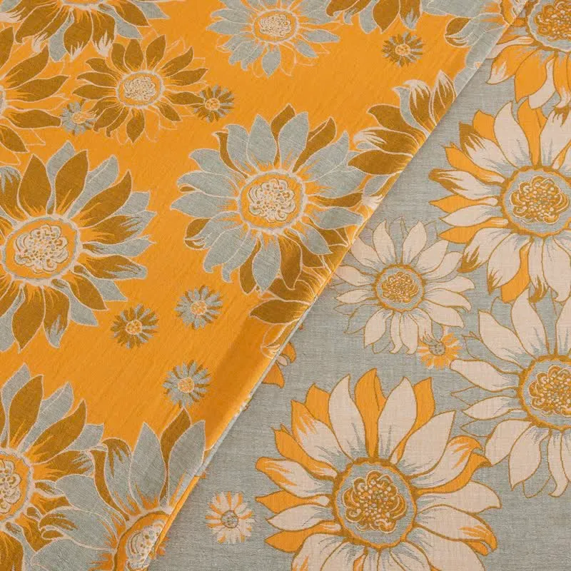 Vintage Sonnenblumen-Orange Baumwoll-Bettwäsche-Set