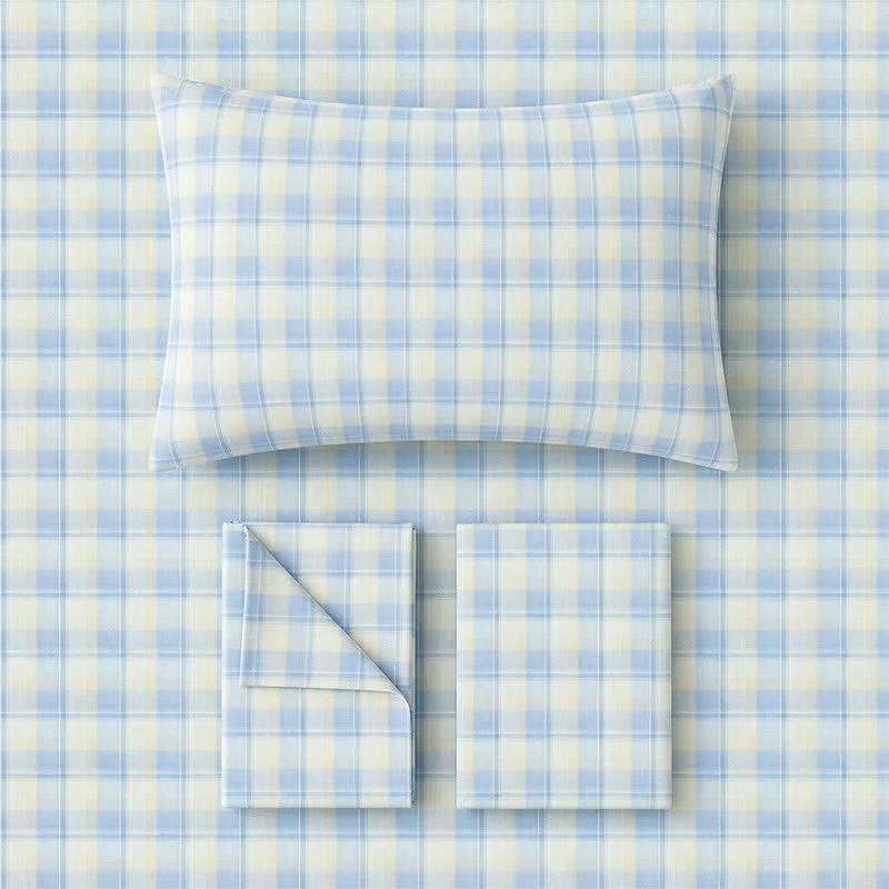 Pastellkariertes Bettwäscheset für Einzelbett XL