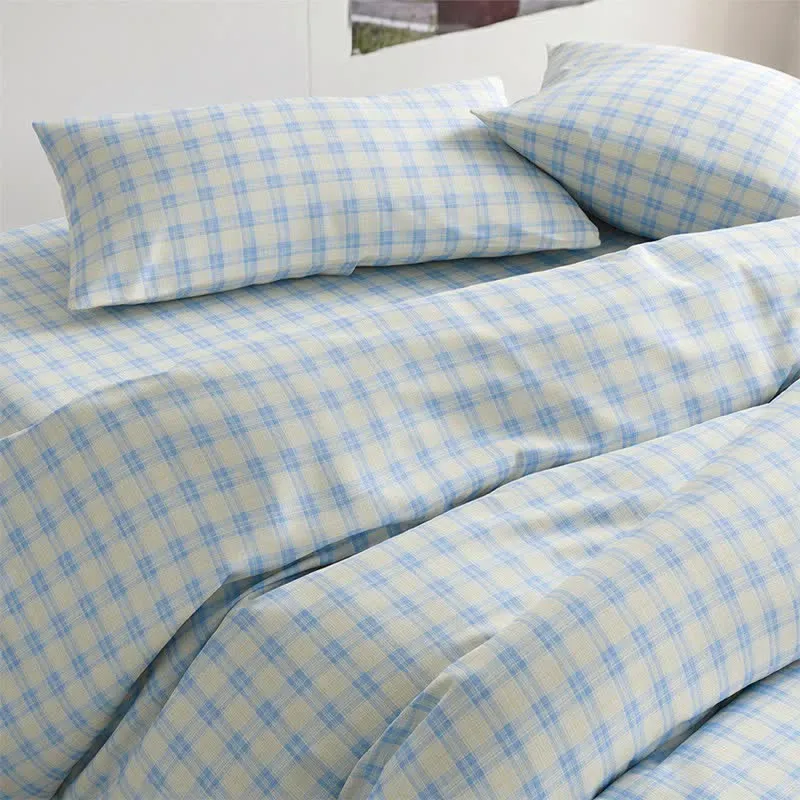 Pastellkariertes Bettwäscheset für Einzelbett XL