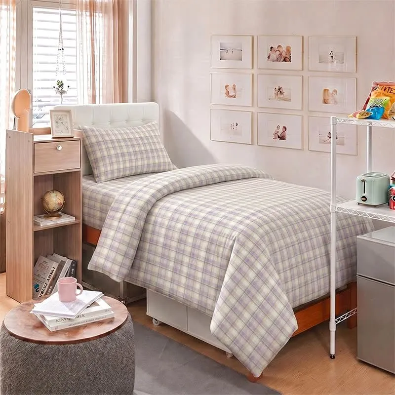 Pastellkariertes Bettwäscheset für Einzelbett XL