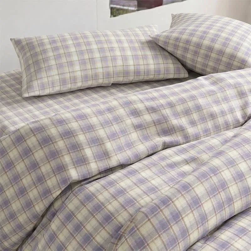 Pastellkariertes Bettwäscheset für Einzelbett XL
