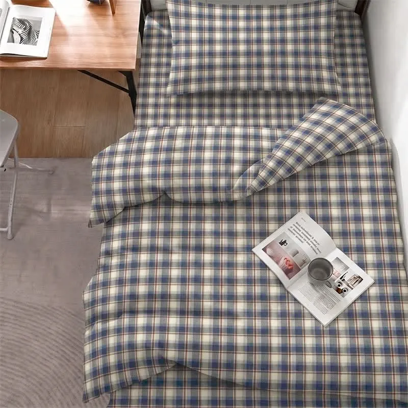 Pastellkariertes Bettwäscheset für Einzelbett XL