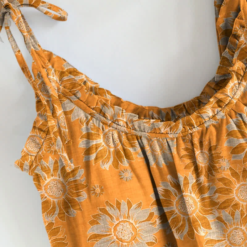 Loungewear-Set mit Sonnenblumenblüten-Trägern