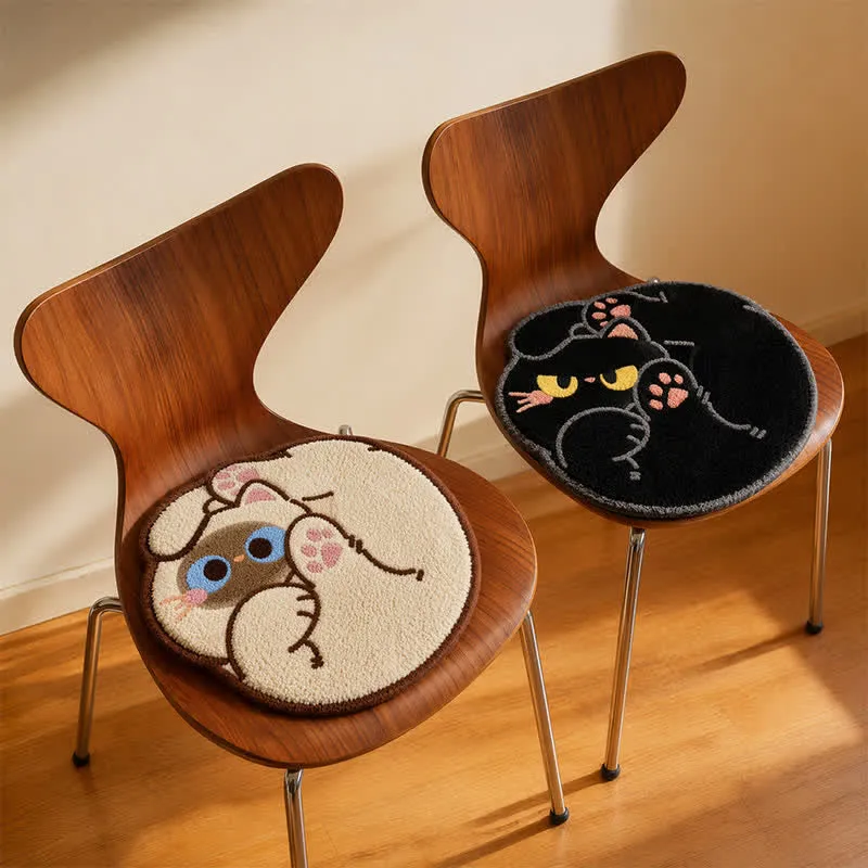 Sitzkissen mit Katzenmotiv aus Kunstkaschmir