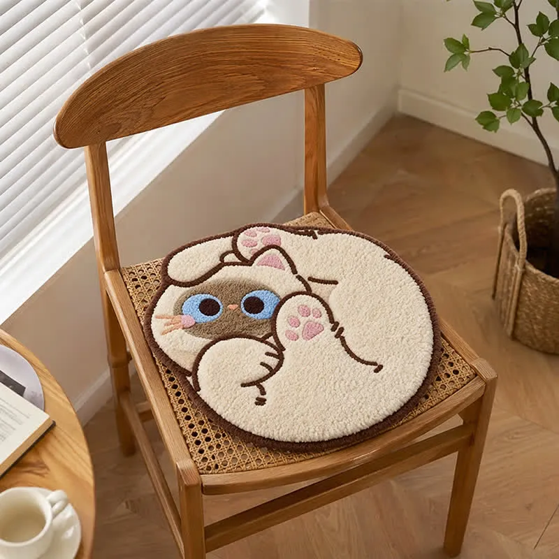 Sitzkissen mit Katzenmotiv aus Kunstkaschmir