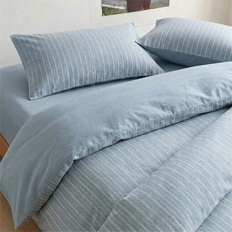 Bettwäsche-Set aus Baumwolle mit nordischen Streifen, Einzelbett XL
