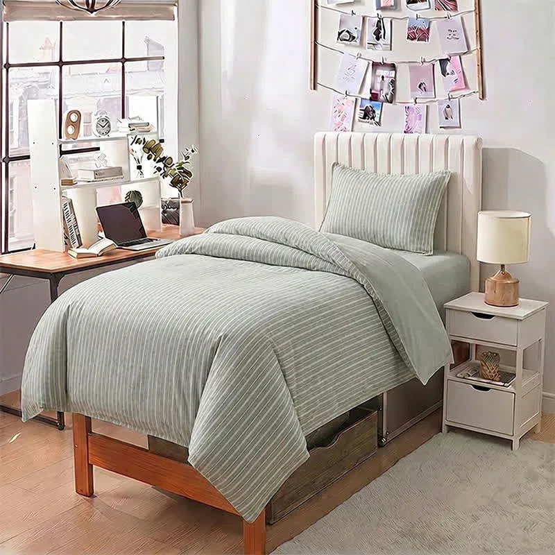 Bettwäsche-Set aus Baumwolle mit nordischen Streifen, Einzelbett XL
