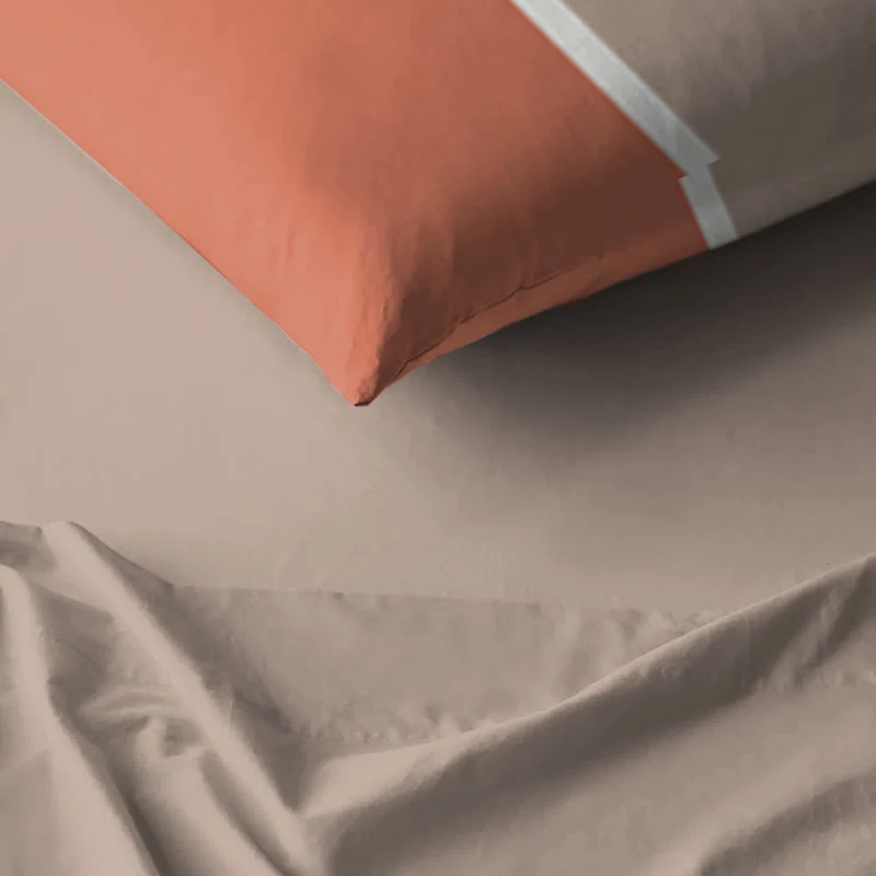 Bettwäsche-Set in Erdtönen mit Streifenmuster, Einzelbett XL