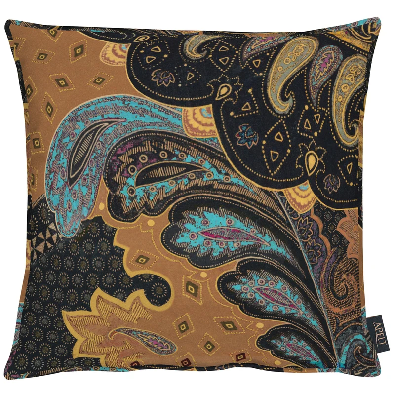 APELT Zoe Kissenbezug Paisley Muster Samt braun