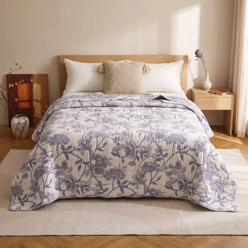 Vintage Baumwollgaze-Jacquard-Blumensteppdecke