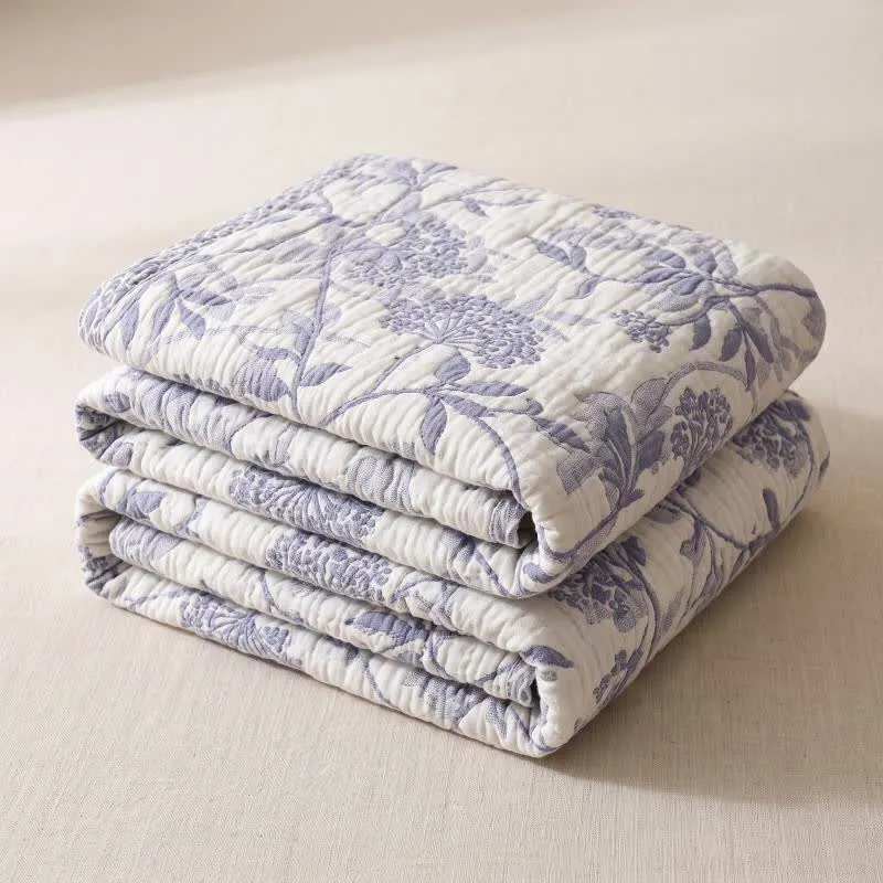 Vintage Baumwollgaze-Jacquard-Blumensteppdecke
