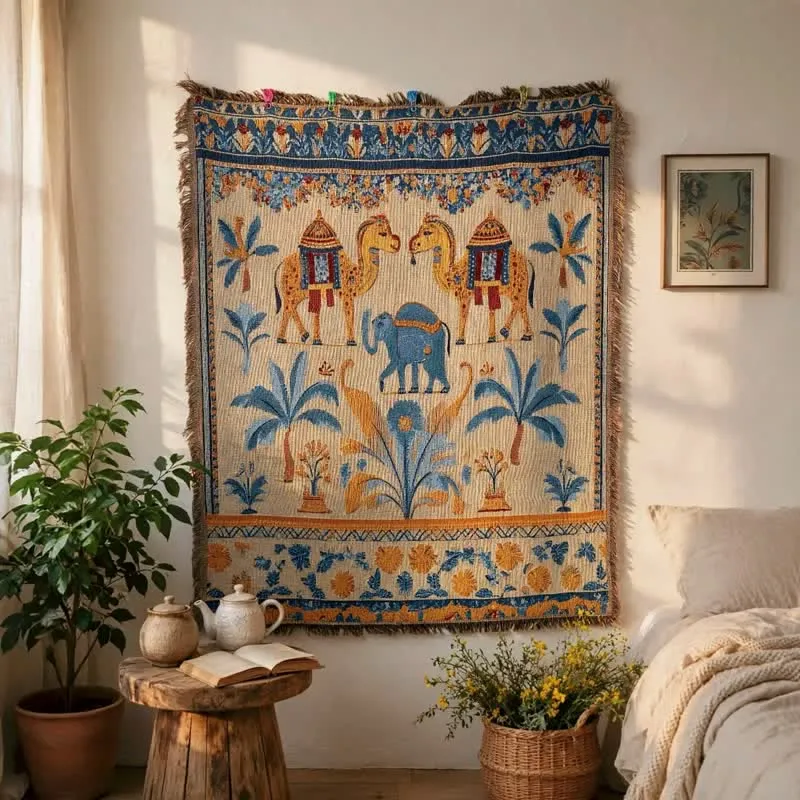 Vintage Kamel-Elefanten-Mehrzweckdecke
