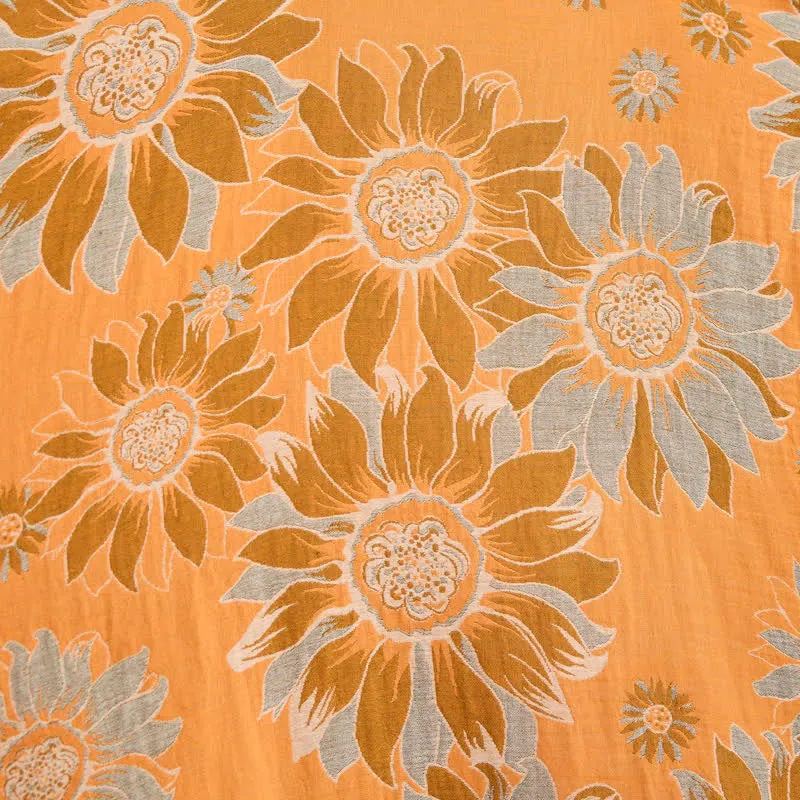 Vintage Sonnenblumen-Baumwollkimono-Bademantel