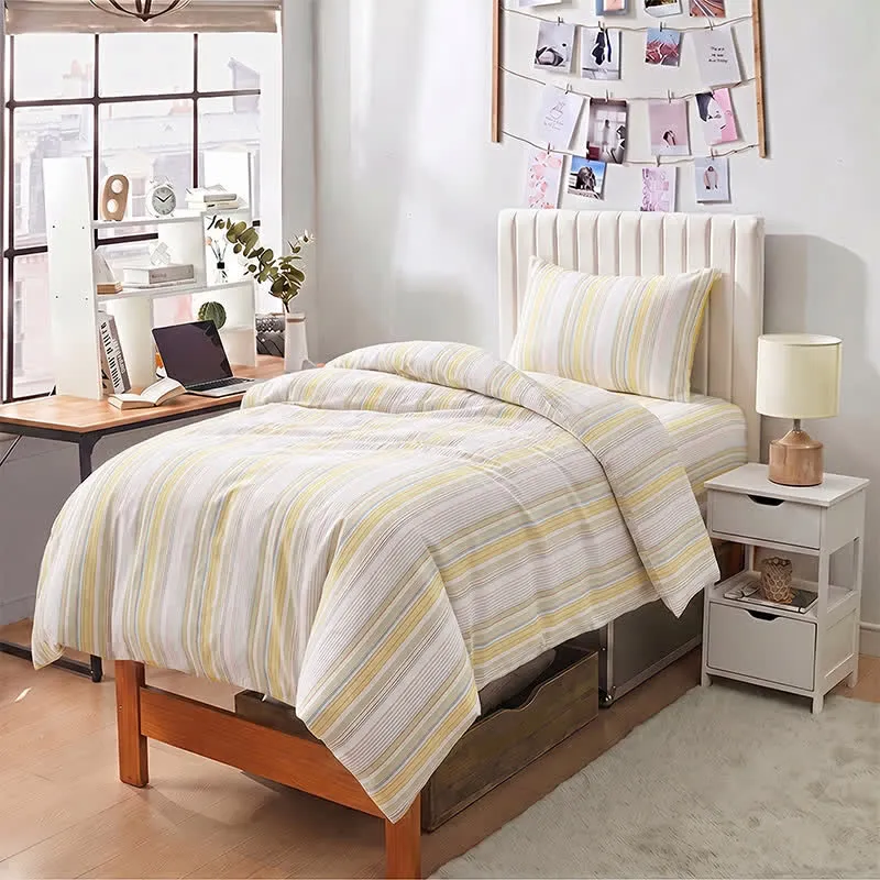 Bettwäsche-Set mit Pastellstreifen, Einzelbett XL, für Studentenwohnheime