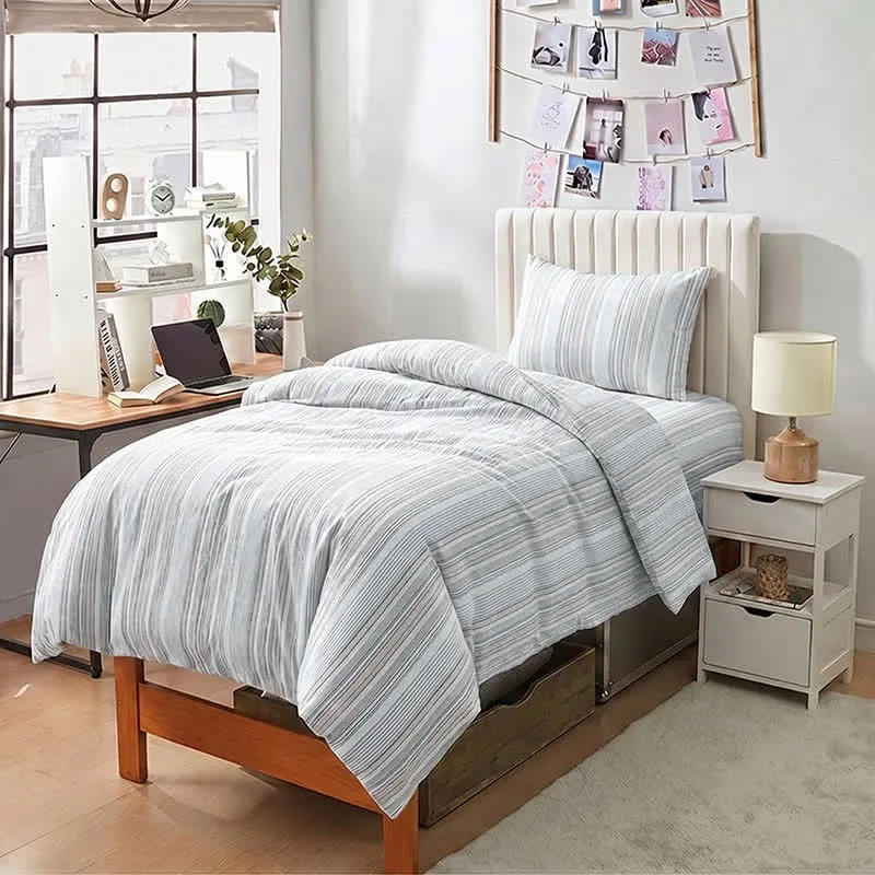 Bettwäsche-Set mit Pastellstreifen, Einzelbett XL, für Studentenwohnheime