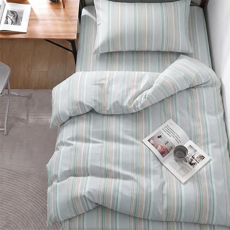 Bettwäsche-Set mit Pastellstreifen, Einzelbett XL, für Studentenwohnheime